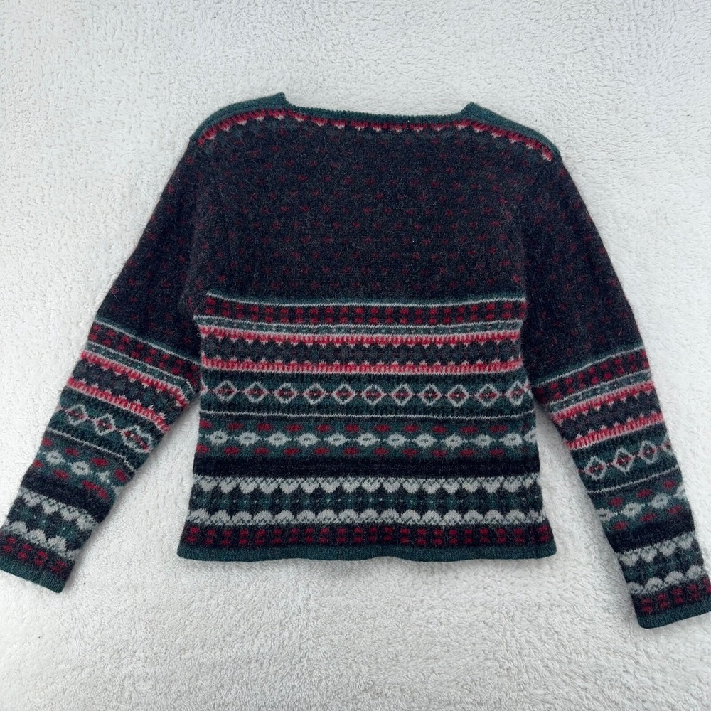 vtg LL BEAN SHETLAND WOOL FAIR ISLE KNIT SWEATER Fits XXS Cottagecore Grannycore - Picture 3 of 8